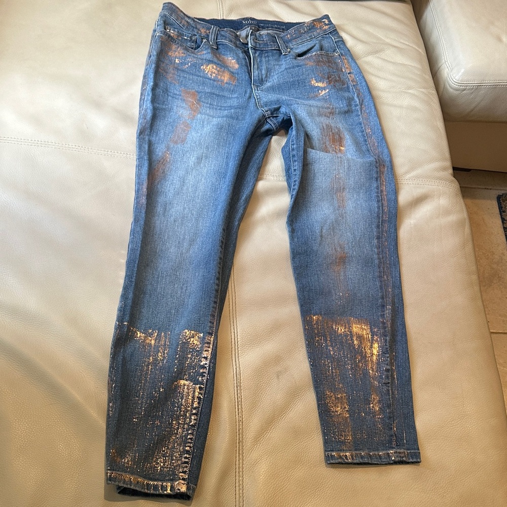 Soho Blue Skinny Jeans with Gold Highlights